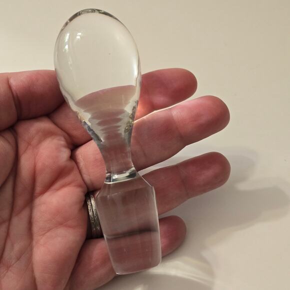 Vintage Teardrop Clear Solid Glass Wine Bottle Stopper About 4.75" - Picture 2 of 5